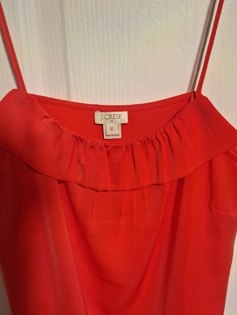 J. Crew Red Ruffle-Trim Spaghetti Strap Cami - Picture 3 of 5
